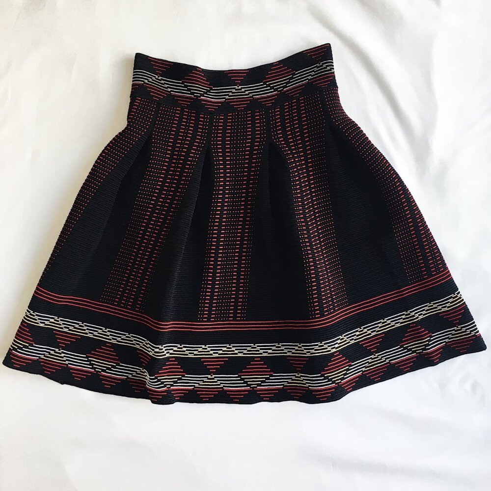 MAJE Jordy Graphic-print Stretch-knit Skirt In Black (Size 1)
